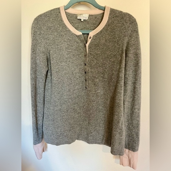 VINCE MATERNITY 💯 CASHMERE sweater A PEA IN THE POD. Gray and pink small - Picture 7 of 8
